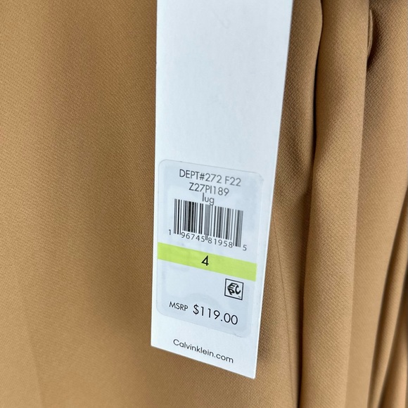 Calvin Klein pull on ankle suit pant, camel/tan, size 4 - Picture 3 of 5